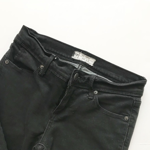 FREE PEOPLE Black Mid Rise Skinny Jean 25 - Picture 3 of 7